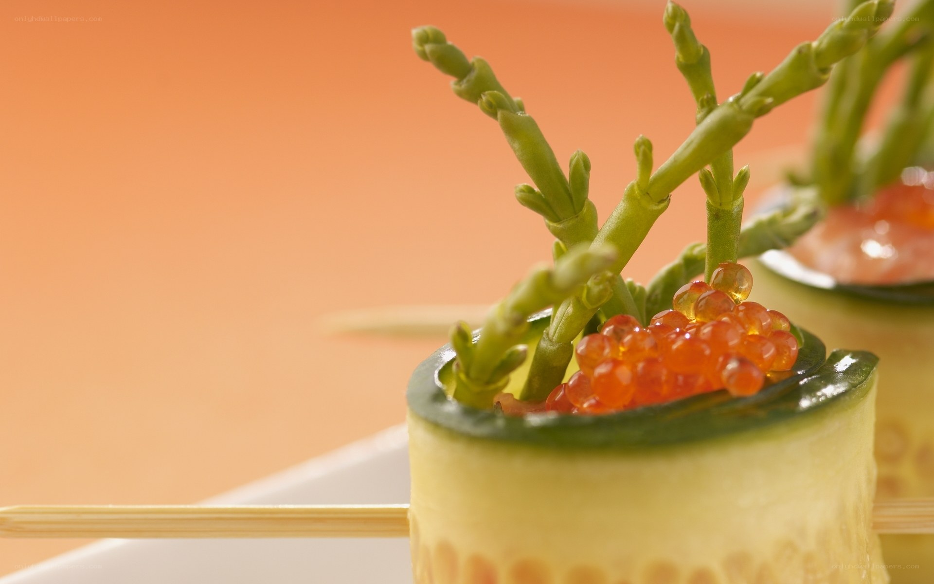 Cucumber roll with caviar