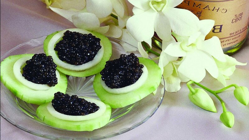 Cucumber with caviar appetizer