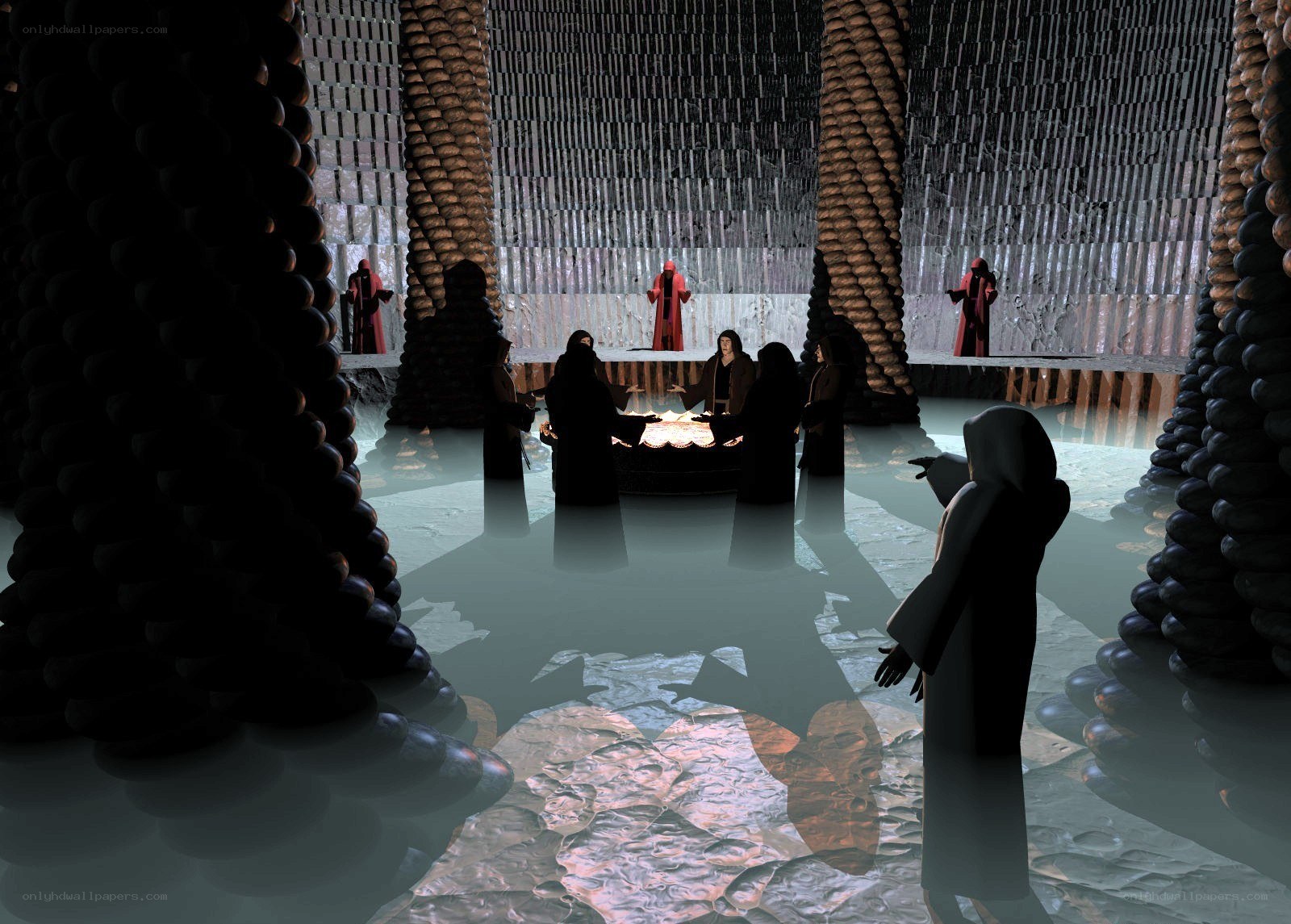 Cult gathering in a temple