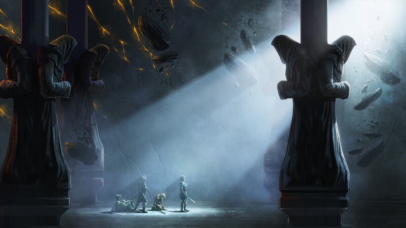 Cultists in a collapsing temple
