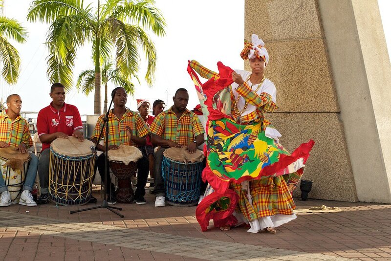 Cultural performance with drummers