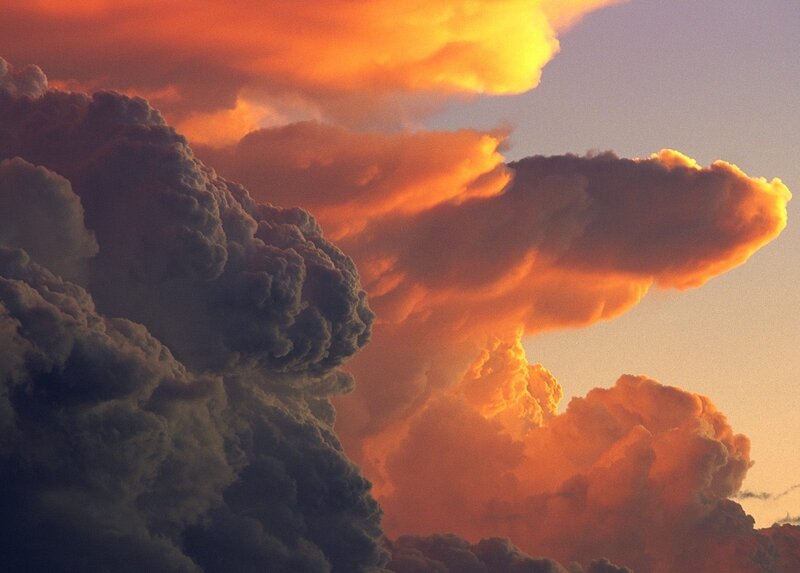 Cumulus Clouds at Sunset — Orange
