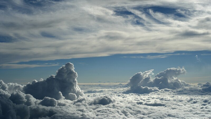 Cumulus Clouds from Above — Blue, Afternoon