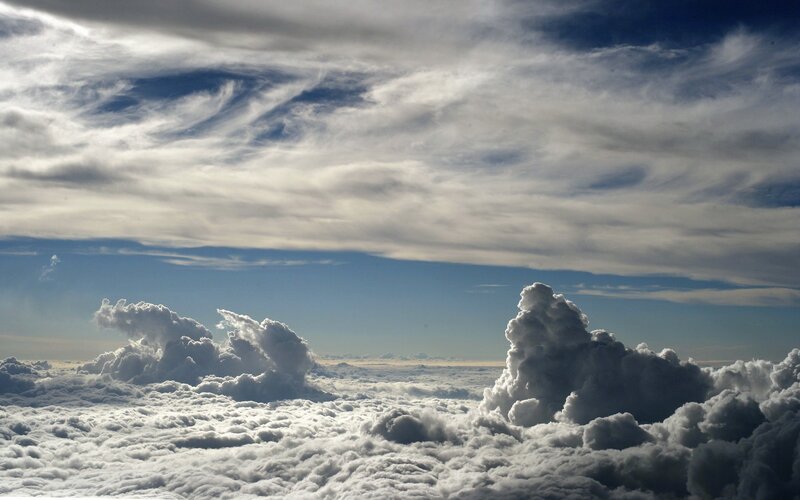 Cumulus Clouds from Above — Blue, Dramatic, Afternoon, Photograph