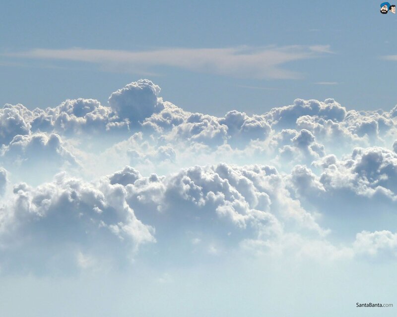 Cumulus Clouds from Above — Blue, Serene, Afternoon, Photograph, Sky, Sunlight