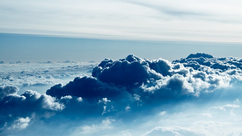 Cumulus Clouds from Above — Blue, Serene, Morning
