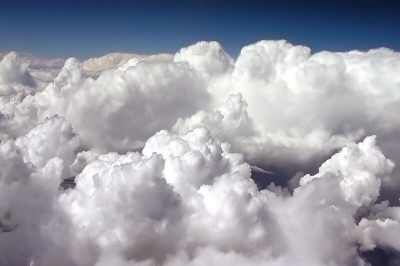 Cumulus Clouds from Above — White, Serene, Afternoon, Photograph