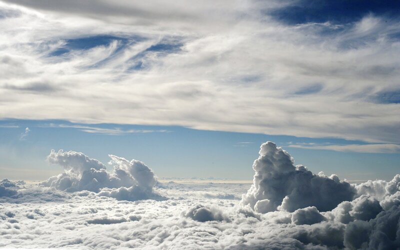 Cumulus Clouds from Above — White, Sky