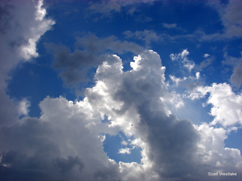 Cumulus Clouds in Blue Sky — Dramatic, Afternoon, Photograph, White, Scott Westlake
