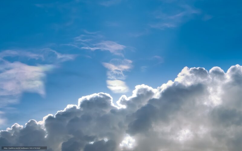Cumulus Clouds in Blue Sky — Serene, Afternoon, Photograph, Blue Sky