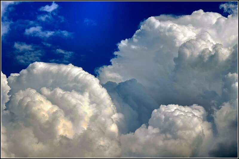 Cumulus Clouds in Sky — Blue, Dramatic, Afternoon, Photograph