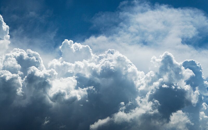 Cumulus Clouds in Sky — Blue, Dramatic, Afternoon