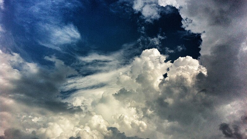 Cumulus Clouds in Sky — Blue, Gray
