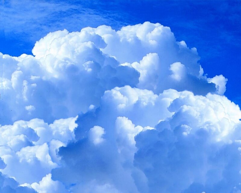 Cumulus Clouds in Sky — Blue, Serene