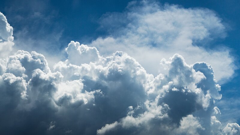 Cumulus Clouds in Sky — Dramatic, Afternoon