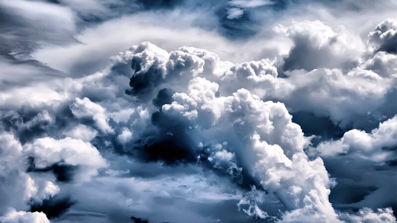 Cumulus Clouds in Sky — White, Blue