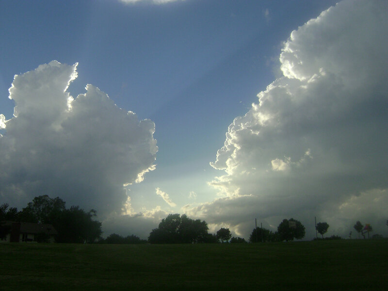 Cumulus Clouds over Field — Blue