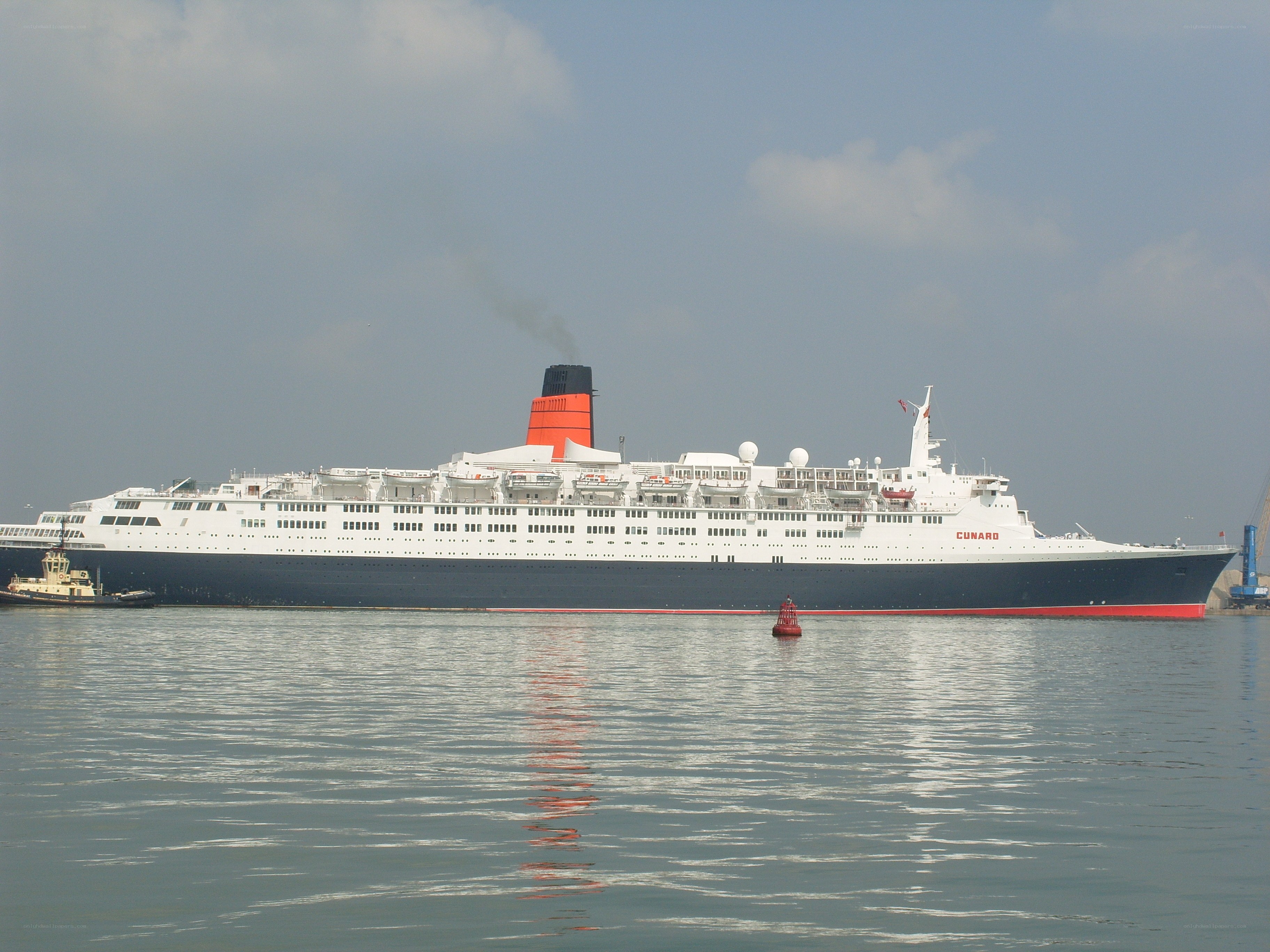Cunard cruise ship in port