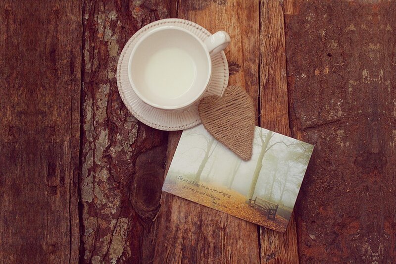 Cup and Card on Wood