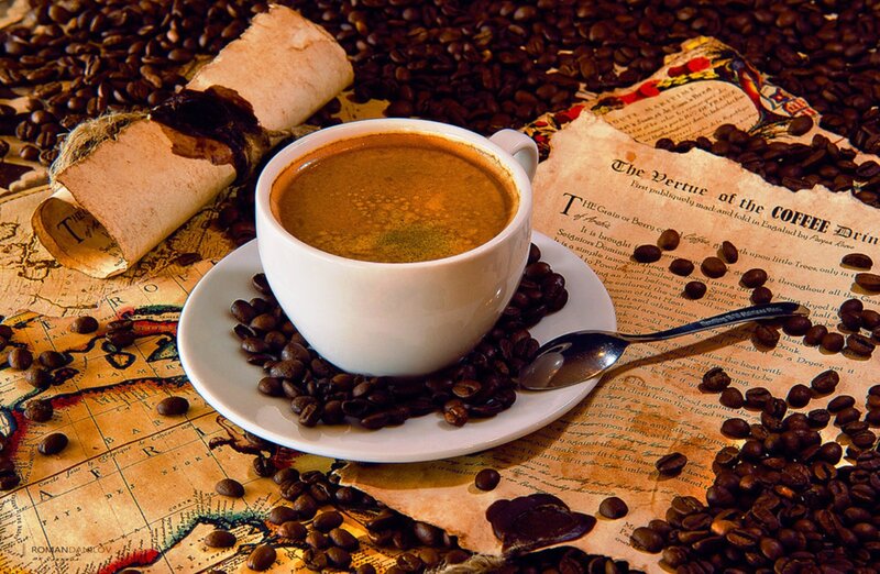 Cup of Coffee on Beans