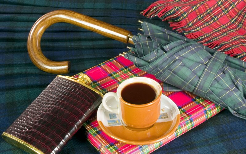 Cup of Coffee on Tartan