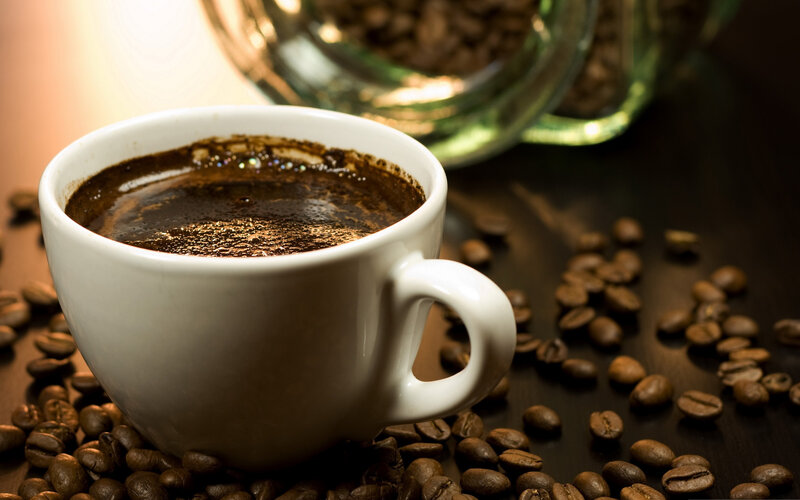 Cup of Coffee with Beans — Brown, Warm