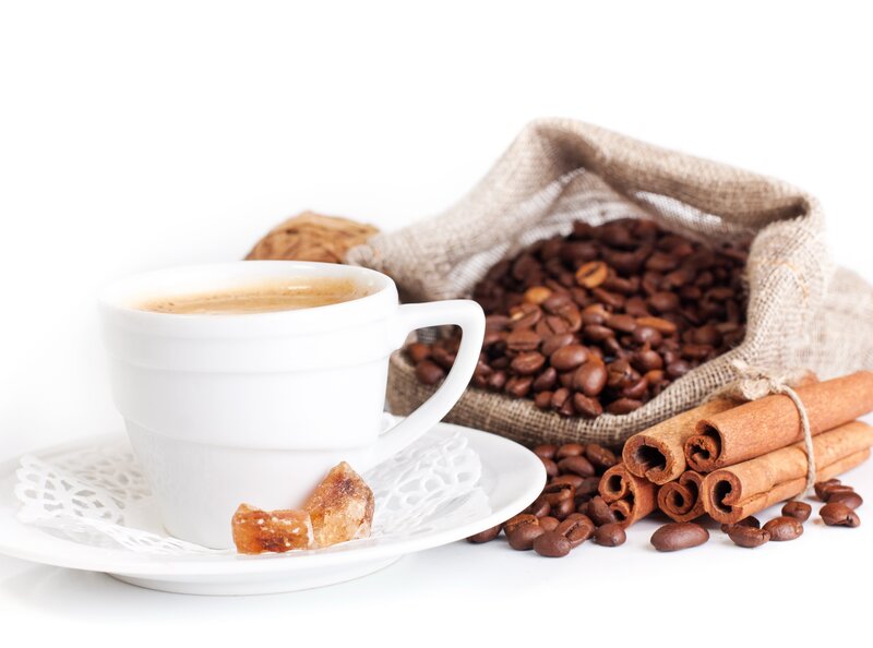 Cup of Coffee with Beans — White, Calm