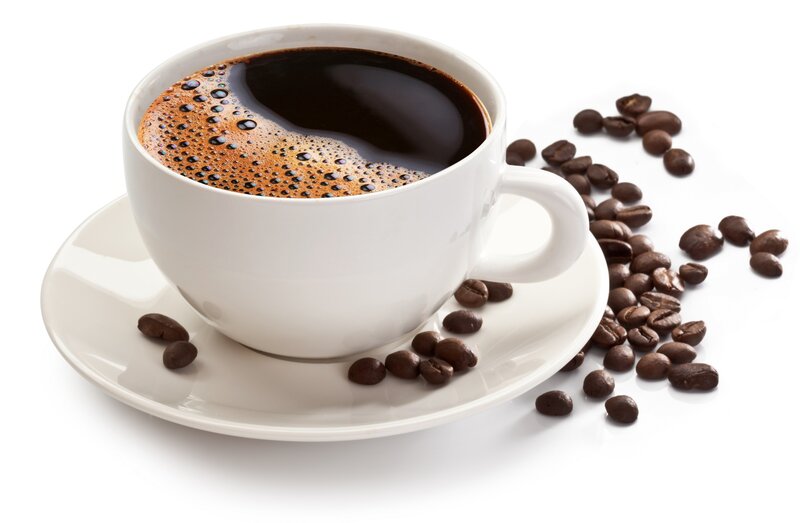 Cup of Coffee with Beans — White