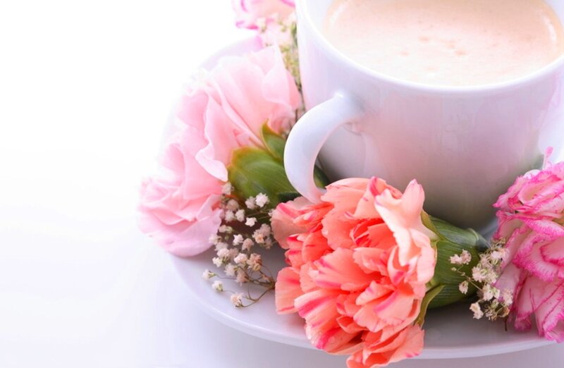 Cup of Coffee with Flowers — Pink