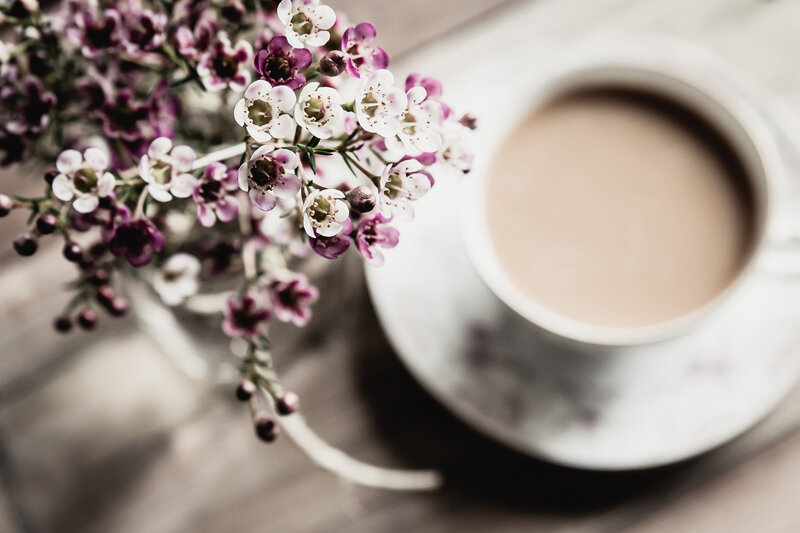 Cup of Coffee with Flowers — White, Calm