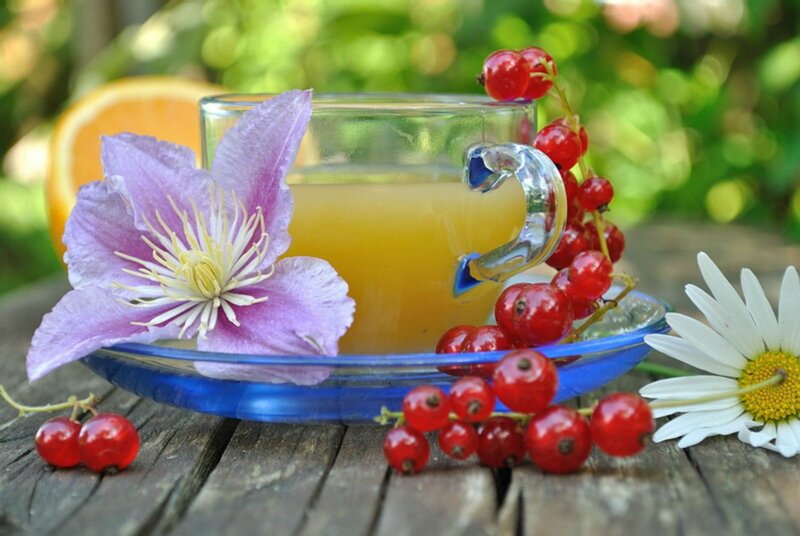 Cup of Juice with Flowers