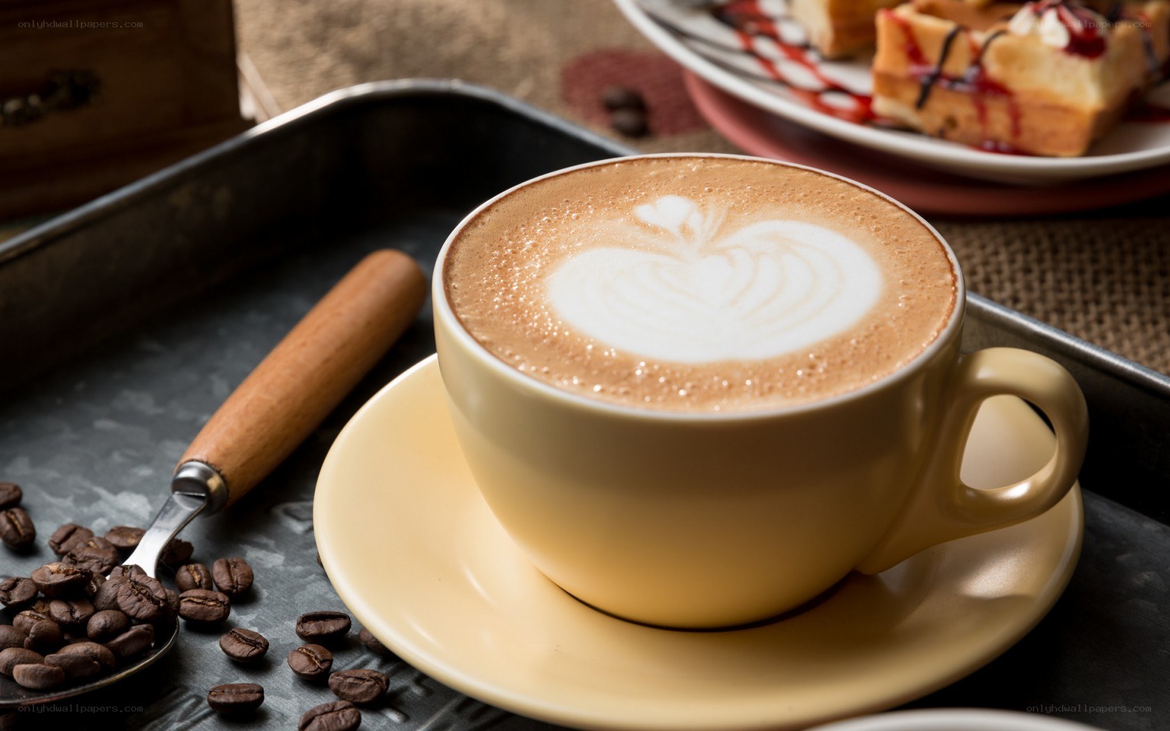 Cup of latte with heart art