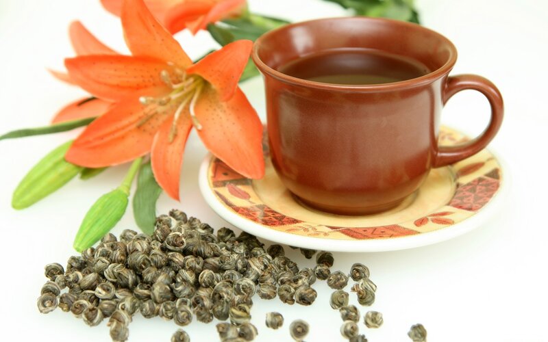 Cup of Tea with Flowers — Brown
