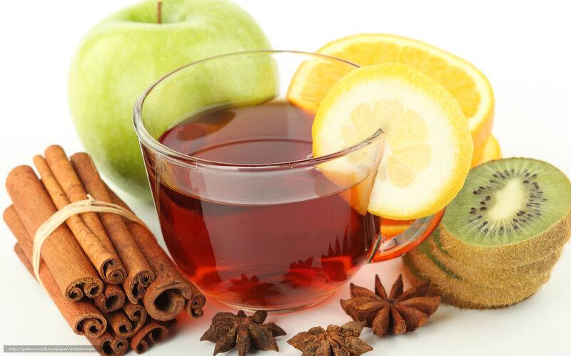 Cup of Tea with Fruit — Red