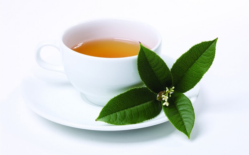 Cup of Tea with Leaves — White