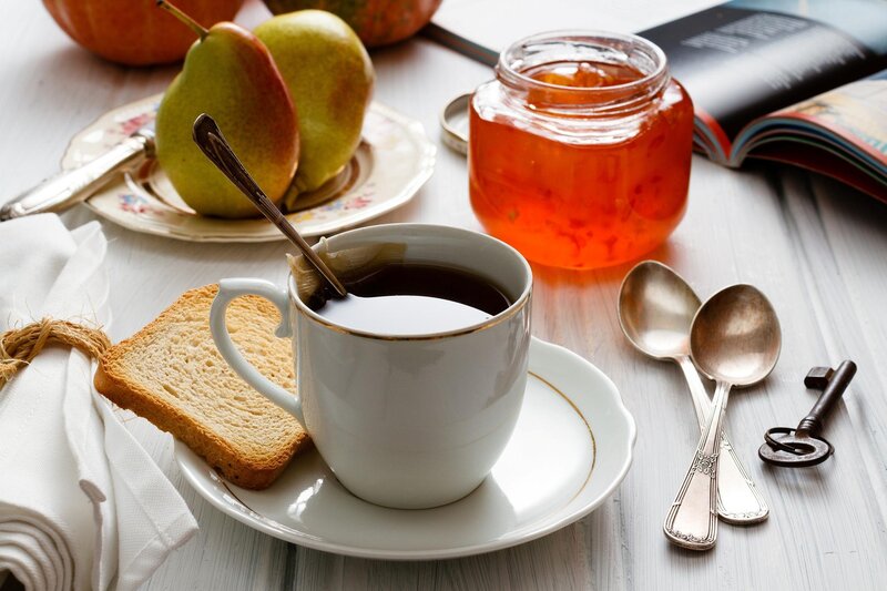 Cup of Tea with Toast — White