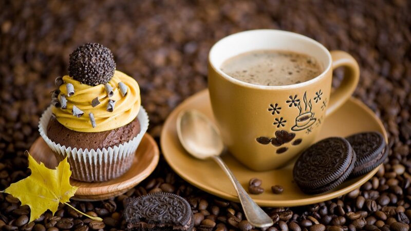 Cupcake and Coffee Cup — Brown, Cozy, Autumn
