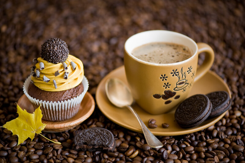 Cupcake and Coffee Cup — Brown, Cozy