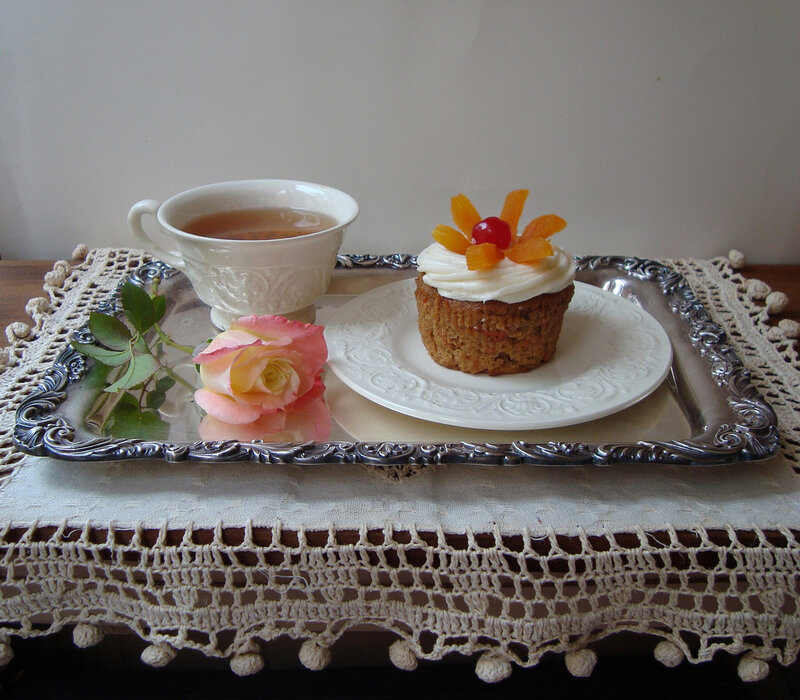 Cupcake and Tea on Tray