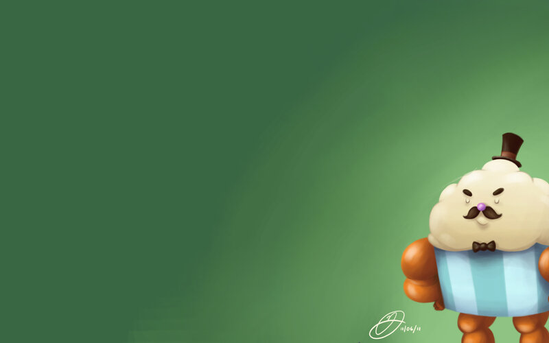 cupcake character with mustache