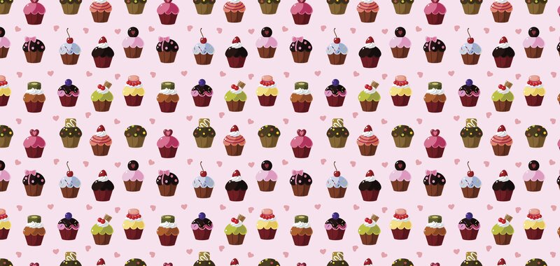 cupcake pattern with hearts