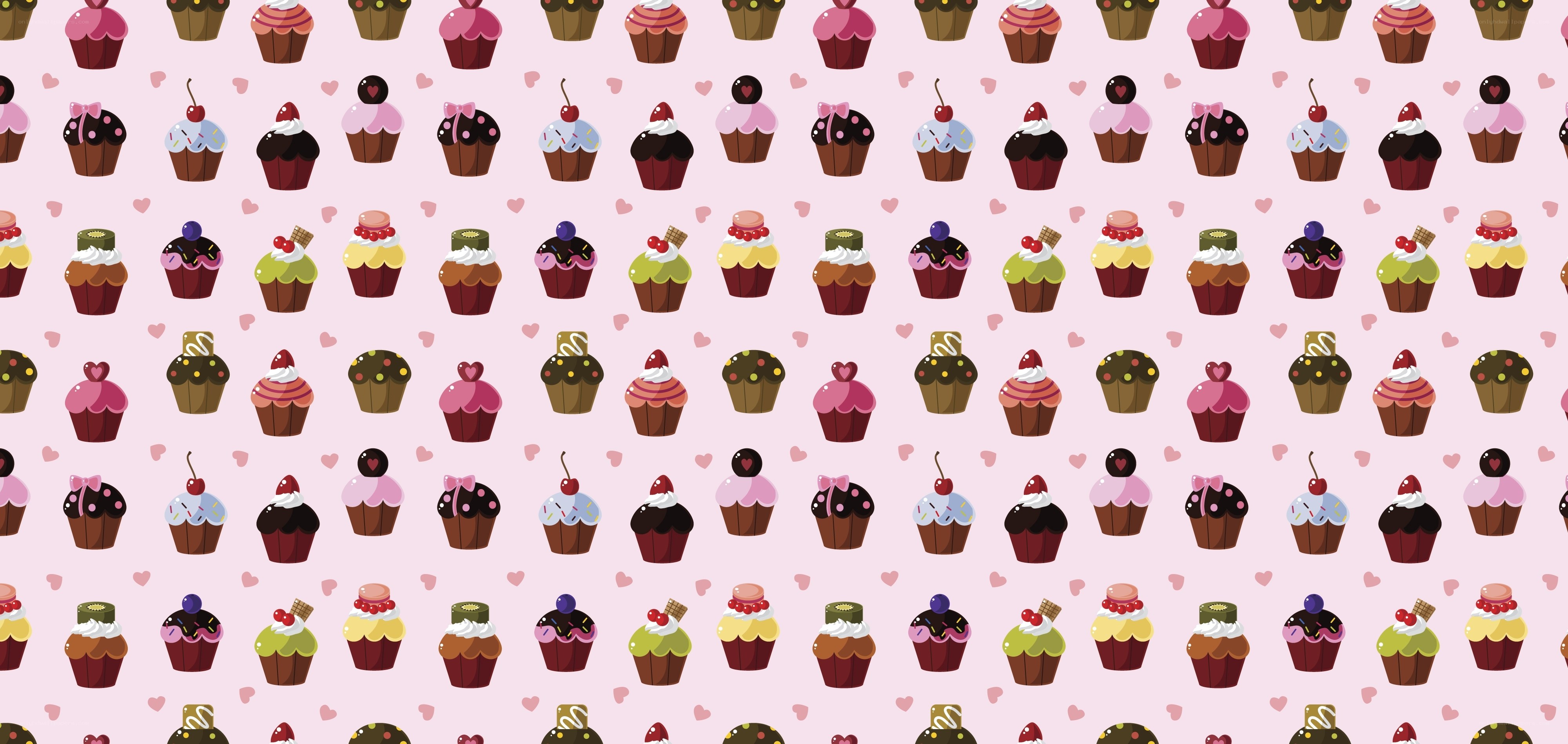 cupcake pattern with hearts