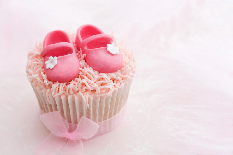 Cupcake with Baby Shoes