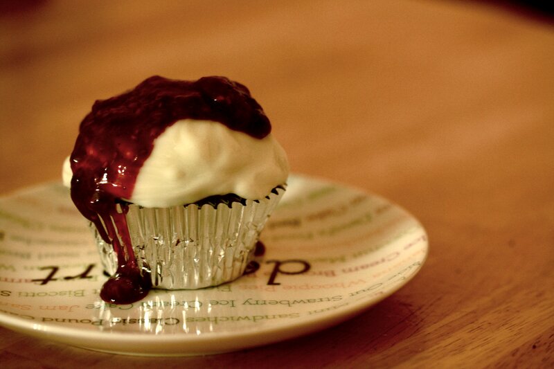 Cupcake with Berry Sauce