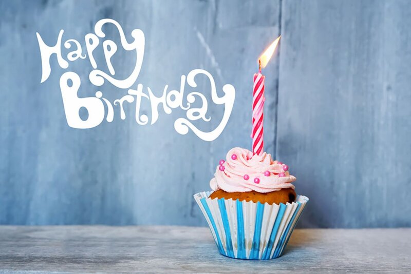 Cupcake with Candle — Blue, Celebratory
