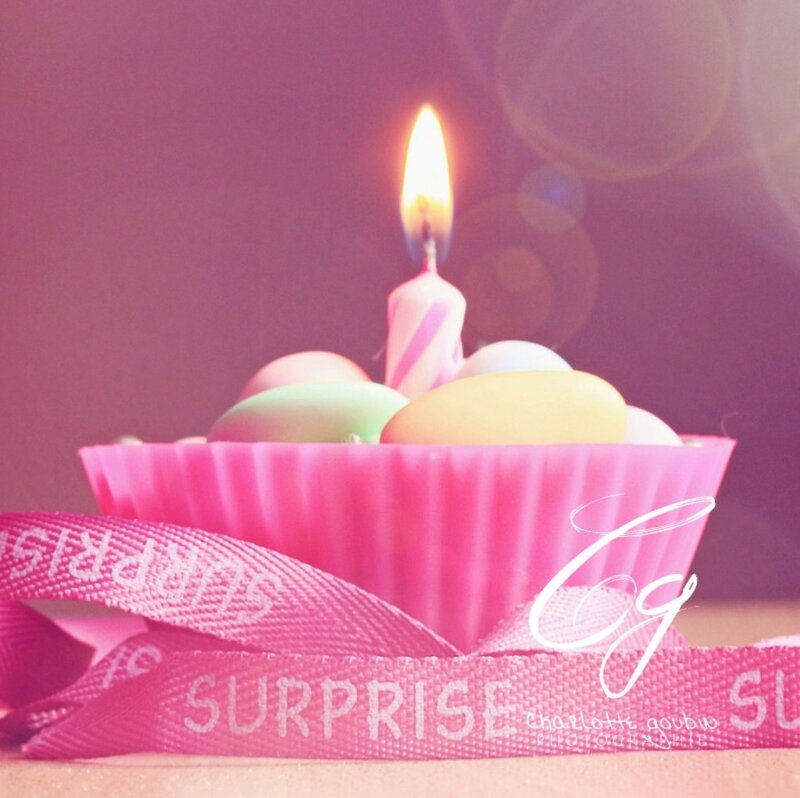 Cupcake with Candle — Pink, Celebratory