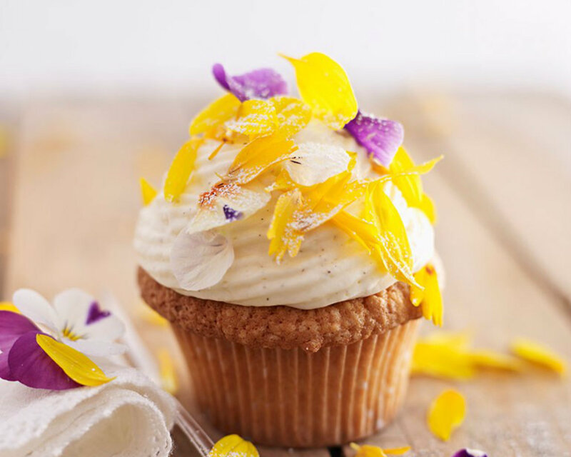 Cupcake with Flower Petals