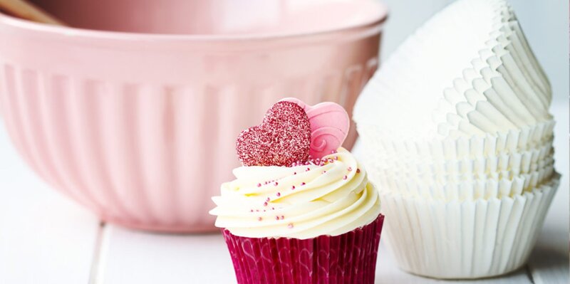 Cupcake with Heart Decoration — White