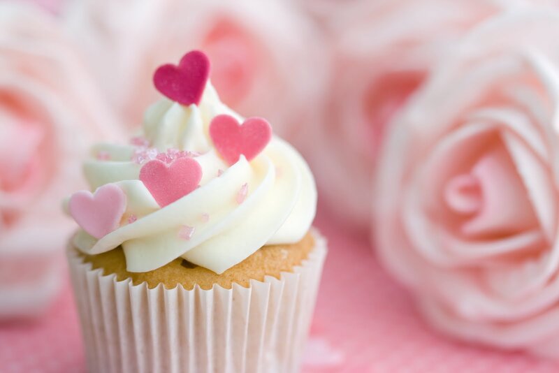 Cupcake with Heart Decorations