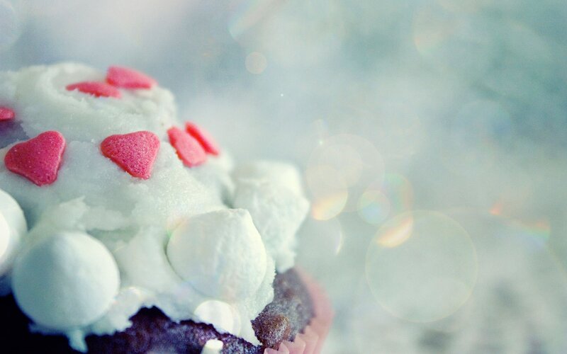 Cupcake with Heart Sprinkles — White, Dreamy